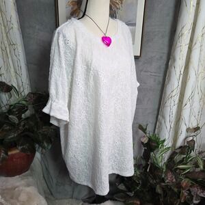 Michael Kors White Eyelet Embroidered Top‎ Tunic Plus Size 3X